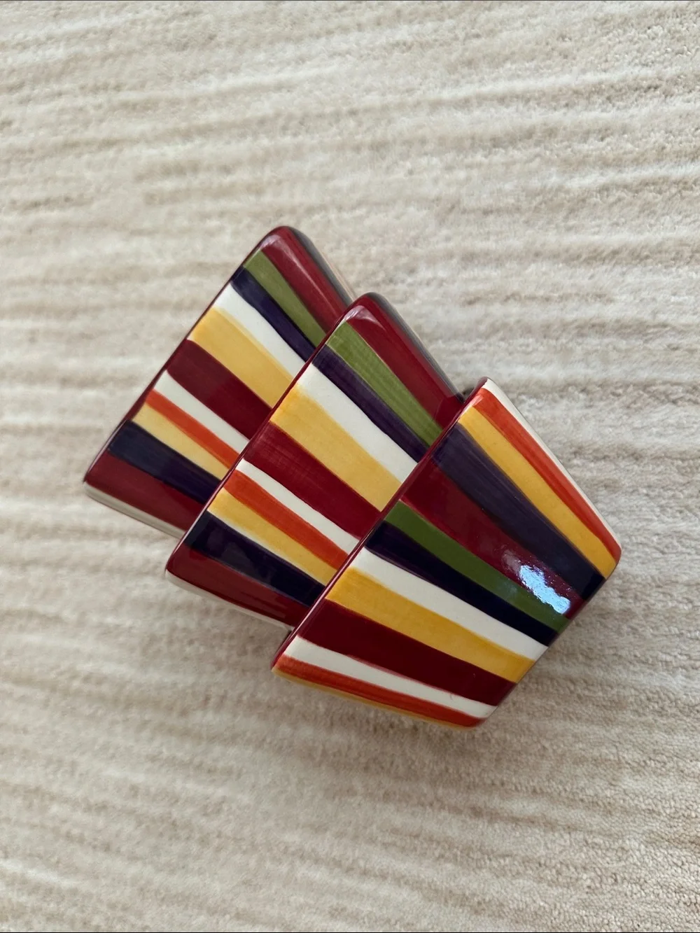 Set of 3 PAMPERED CHEF Simple Additions Stripes Square Bowls Entertaining